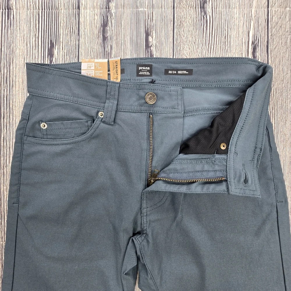 Prana NWT Brion Pant II Straight Leg Blue Gray Pants Size 28 x 34